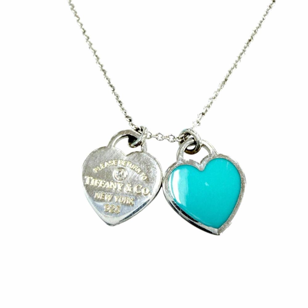TIFFANY & CO. Silver Diamond Heart Necklace